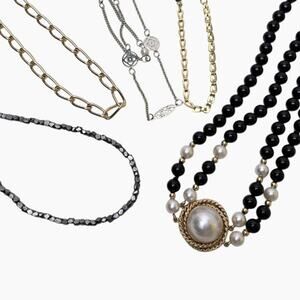 Necklaces Lot 5 Wearable Some Signed Gold And Silver Tone Chains Assorted Styles